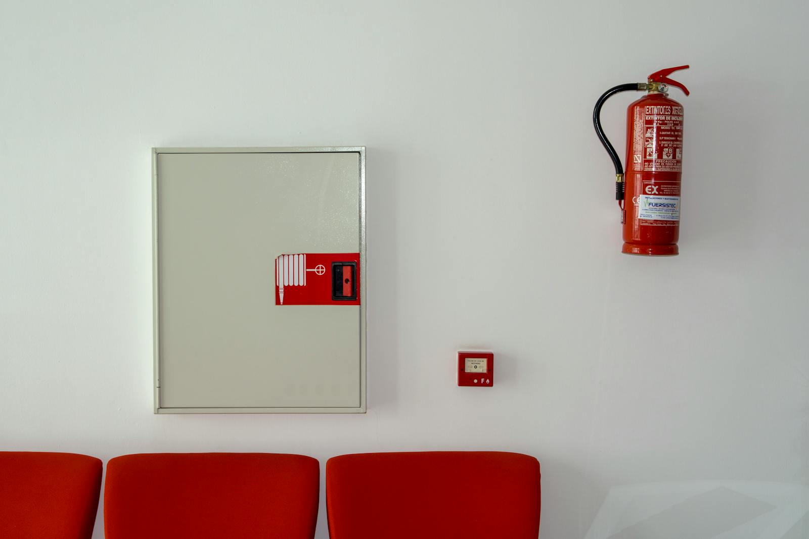 Fire Alarm Between the Extinguisher and the Fire Hydrant Box